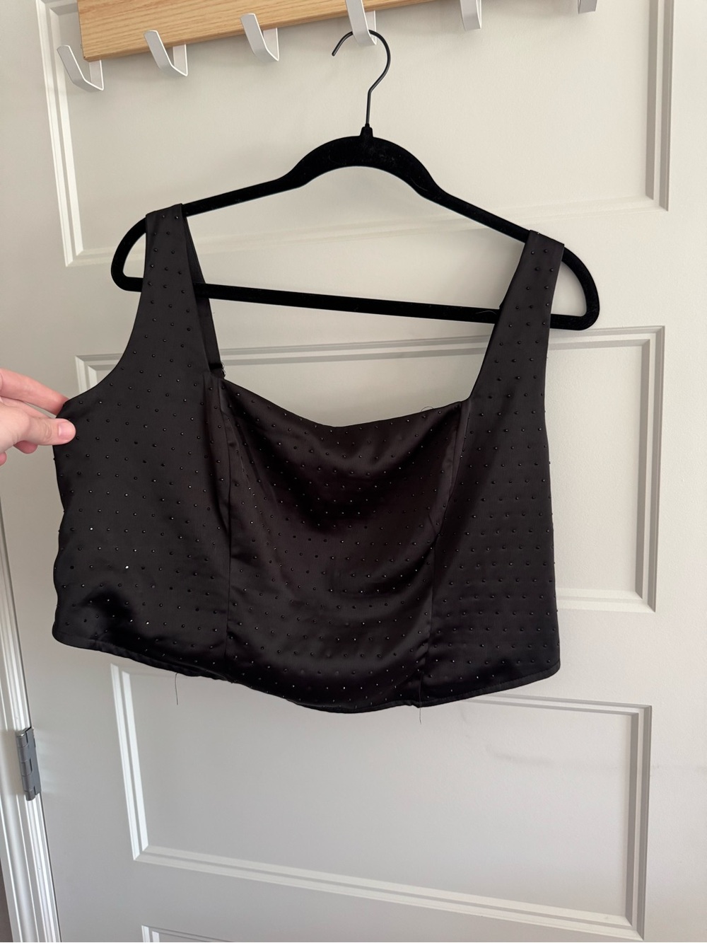 wild fable Black Satin Studded Cropped Tank